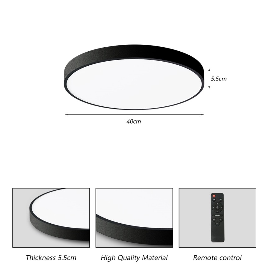 Brilagi - LED dimbare plafondlamp POOL SMART LED/48W/230V 40 cm 3000-6000K Wi-Fi Tuya + afstandsbediening zwart