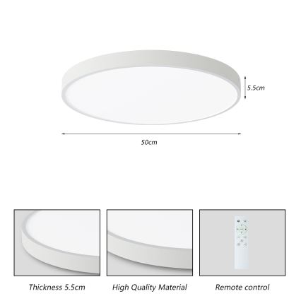 Brilagi - LED dimbare plafondlamp POOL SMART LED/60W/230V 3000-6000K 50 cm + afstandsbediening wit