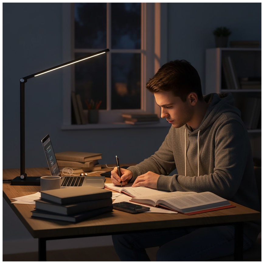 Brilagi - Dimbare aanraakgevoelige LED-tafellamp met draadloos QI-opladen MODO CHARGE LED/7W/5V 3000/4000/6000K zwart