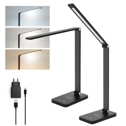 Brilagi - Dimbare aanraakgevoelige LED-tafellamp met draadloos QI-opladen MODO CHARGE LED/7W/5V 3000/4000/6000K zwart