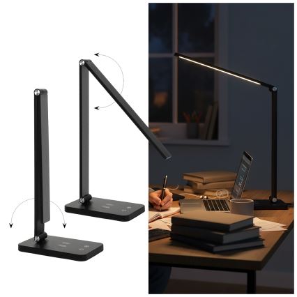 Brilagi - Dimbare aanraakgevoelige LED-tafellamp met draadloos QI-opladen MODO CHARGE LED/7W/5V 3000/4000/6000K zwart
