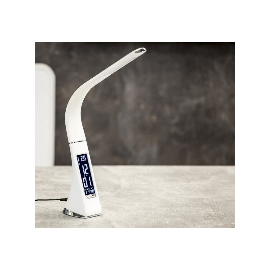 Brilagi - LED Dimbare tafellamp met display PELLE LED/7W/230V wit