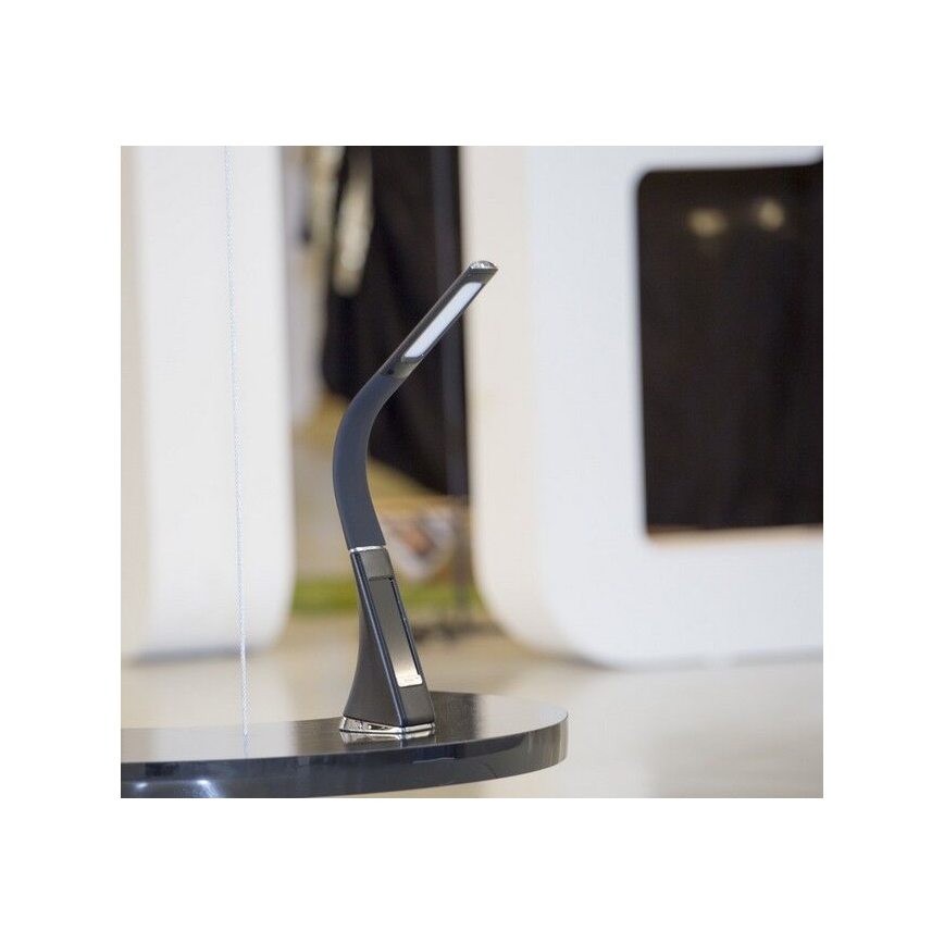 Brilagi - LED Dimbare tafellamp met display PELLE LED/7W/230V zwart