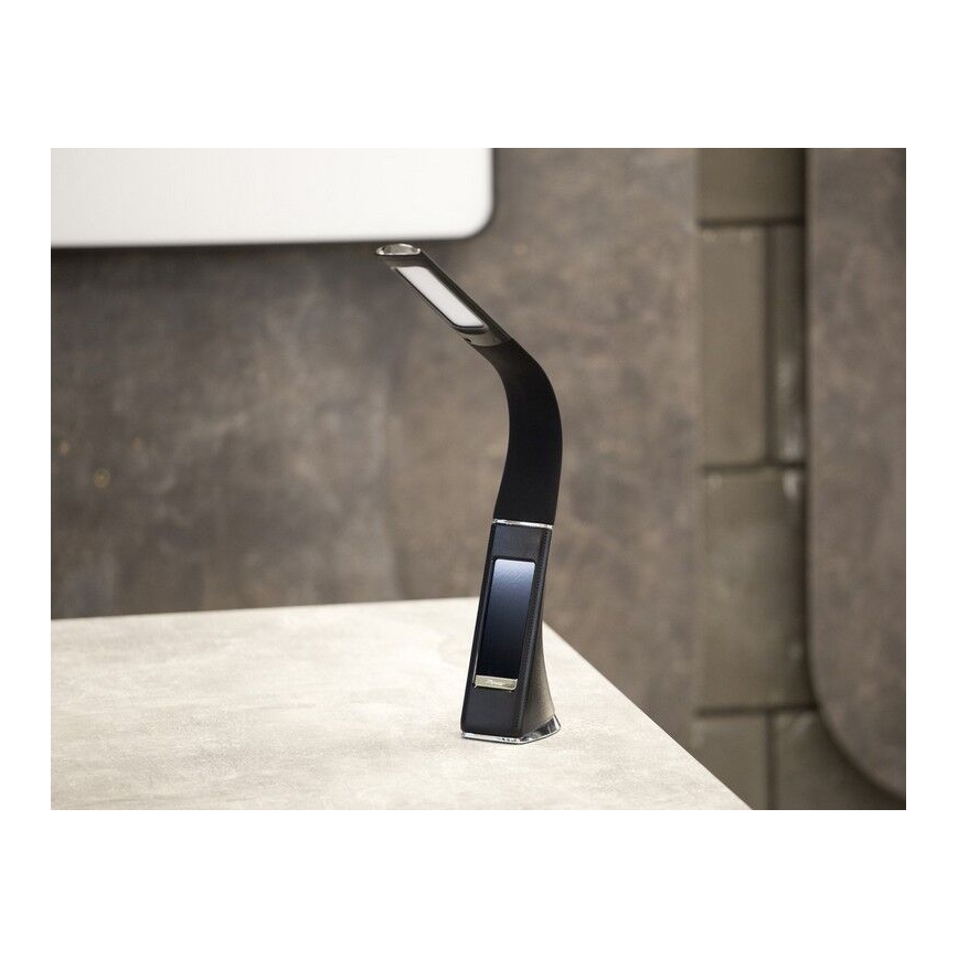 Brilagi - LED Dimbare tafellamp met display PELLE LED/7W/230V zwart