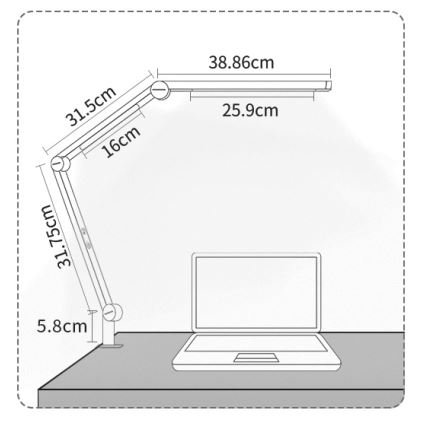 Brilagi - LED-dimbare, aanraakgevoelige flexibele bureaulamp VARIO LED/12W/230V 3000/4000/5000/6500K CRI 92 wit