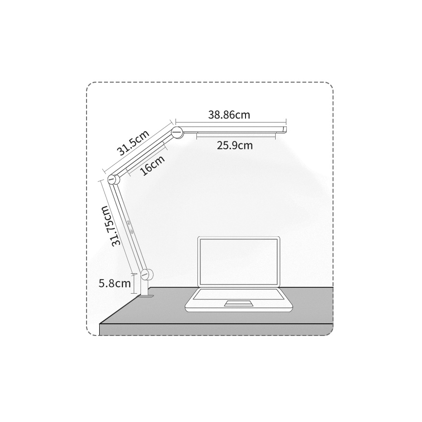 Brilagi - LED-dimbare, aanraakgevoelige flexibele bureaulamp VARIO LED/12W/230V 3000/4000/5000/6500K CRI 92 wit