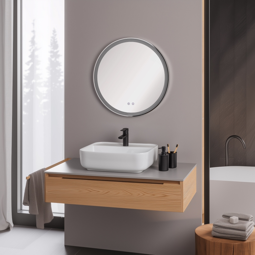 Brilagi - LED-dimbare verwarmde badkamerspiegel met randverlichting ALU PRO LED/18W/230V Ø 60 cm 3000/4000/6500K IP44 glanzend chroom CRI 90