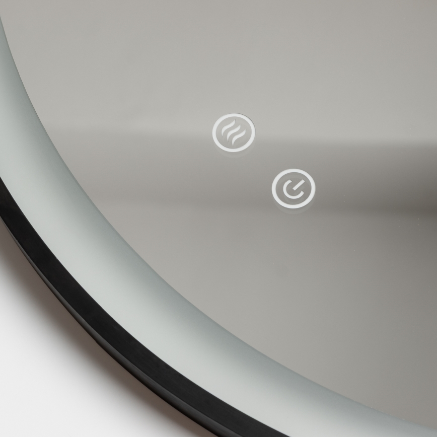 Brilagi - ALU PRO LED-dimbare verwarmde badkamerspiegel met randverlichting, 18W/230V, Ø 60 cm, 3000/4000/6500K, IP44, zwart, CRI 90