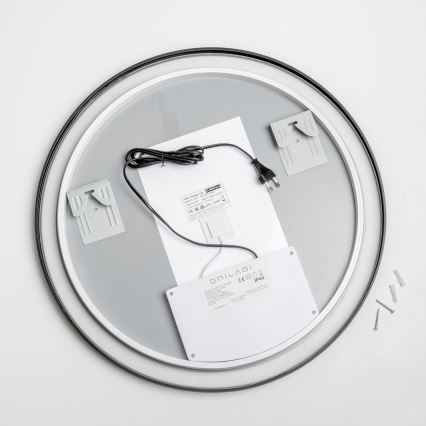 Brilagi - ALU PRO LED-dimbare verwarmde badkamerspiegel met randverlichting, 18W/230V, Ø 60 cm, 3000/4000/6500K, IP44, zwart, CRI 90