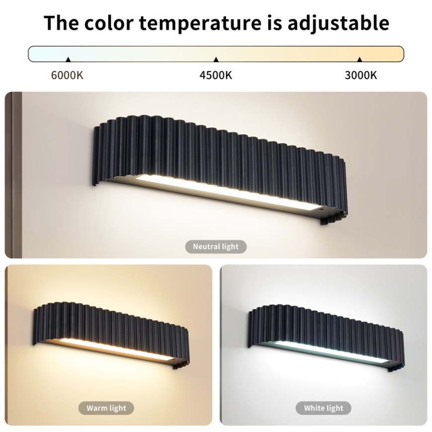 BRILAGI - LED dimbare wandlamp FALCON MODERN LED/14W/230V 3000-6000K 40 cm zwart + afstandsbediening