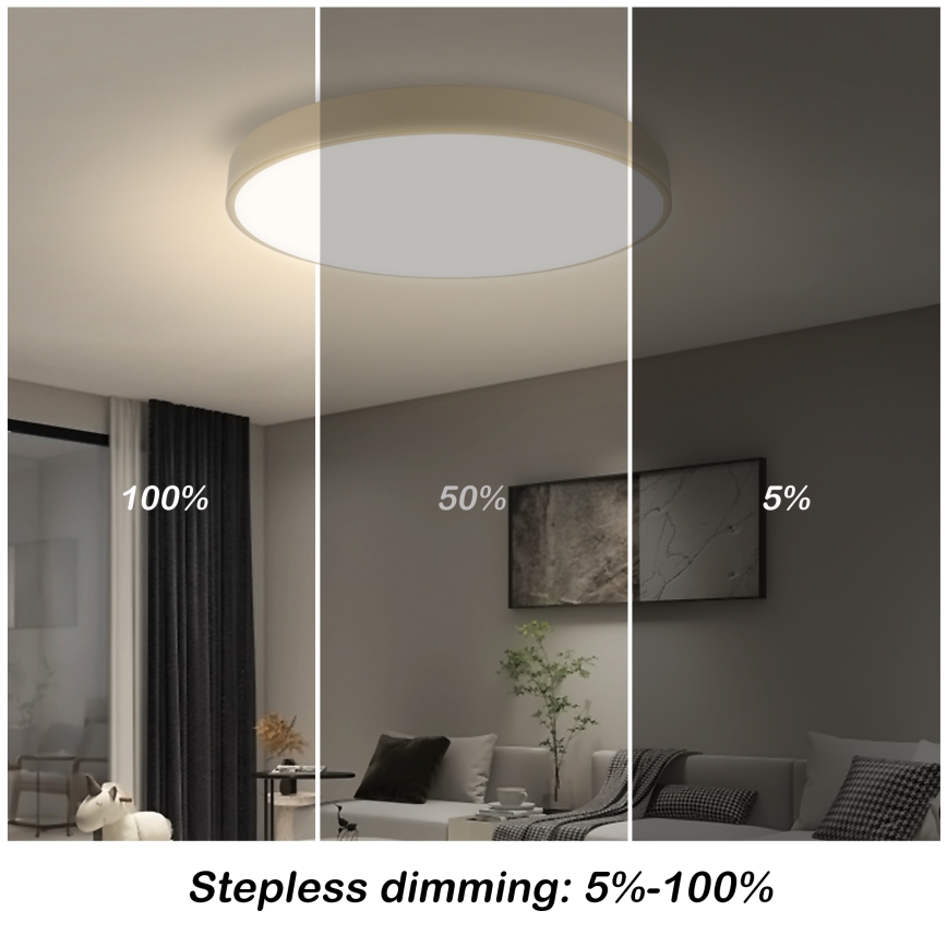 Brilagi - LED Dimmable Ceiling Light POOL LED/60W/230V 3000-6000K diameter 50 cm beige + remote control