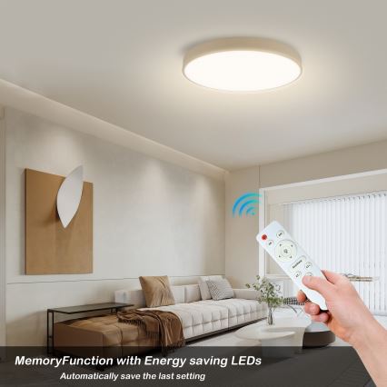 Brilagi - LED Dimmable Ceiling Light POOL LED/60W/230V 3000-6000K diameter 50 cm beige + remote control