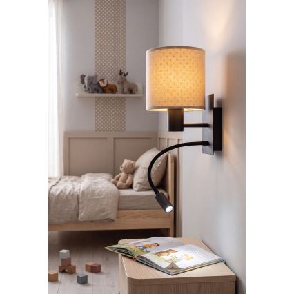 Brilagi - LED flexibele wandlamp BOBO 1xE27/25W/230V + LED/3W zwart/beige/gestippeld