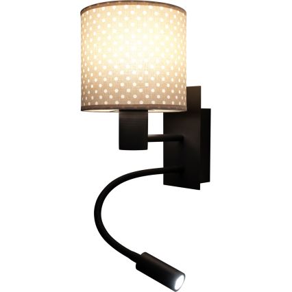 Brilagi - LED flexibele wandlamp BOBO 1xE27/25W/230V + LED/3W zwart/beige/gestippeld