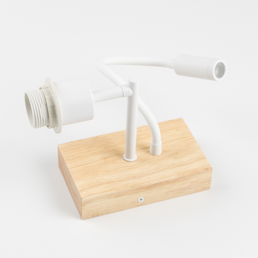 Brilagi - LED flexibele kinderwandlamp BOBO WOOD 1xE27/25W/230V + LED/3W eik/wit/diermotieven