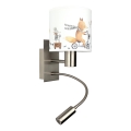 Brilagi - LED flexibele kinderwandlamp BOBO 1xE27/25W/230V + LED/3W mat chroom/wit/diermotief