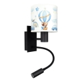 Brilagi - LED flexibele kinderwandlamp BOBO 1xE27/25W/230V + LED/3W zwart/wit/blauw/beertjes