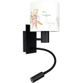 Brilagi - LED flexibele kinderwandlamp BOBO 1xE27/25W/230V + LED/3W zwart/wit/dierenmotief