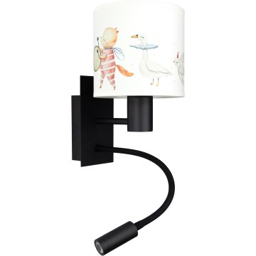 Brilagi - LED flexibele kinderwandlamp BOBO 1xE27/25W/230V + LED/3W zwart/wit/dierenmotief