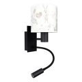 Brilagi - LED flexibele kinderwandlamp BOBO 1xE27/25W/230V + LED/3W zwart/wit/konijntjes