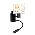 Brilagi - LED flexibele kinderwandlamp BOBO 1xE27/25W/230V + LED/3W zwart/wit/met beertjes