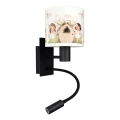 Brilagi - LED flexibele kinderwandlamp BOBO 1xE27/25W/230V + LED/3W zwart/wit/roze/met feeënmotief