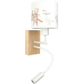 Brilagi - LED flexibele kinderwandlamp BOBO WOOD 1xE27/25W/230V + LED/3W eik/wit/diermotieven