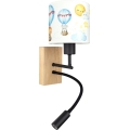 Brilagi - LED flexibele kinderwandlamp BOBO WOOD 1xE27/25W/230V + LED/3W eik/zwart/wit/dierfiguren