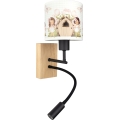 Brilagi - LED flexibele kinderwandlamp BOBO WOOD 1xE27/25W/230V + LED/3W eik/zwart/wit/roze/feeën