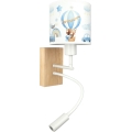 Brilagi - LED Flexibele kinderwandlamp BOBO WOOD 1xE27/25W/230V + LED/3W eiken/wit/blauw/beertjes