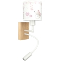 Brilagi - LED flexibele kinderwandlamp BOBO WOOD 1xE27/25W/230V + LED/3W eiken/wit/crème/konijntjes
