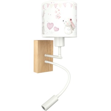 Brilagi - LED flexibele kinderwandlamp BOBO WOOD 1xE27/25W/230V + LED/3W eiken/wit/crème/konijntjes