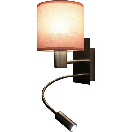 Brilagi - LED flexibele wandlamp BOBO 1xE27/25W/230V + LED/3W mat chroom/roze