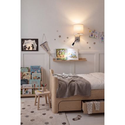 Brilagi - LED flexibele wandlamp BOBO 1xE27/25W/230V + LED/3W mat chroom/beige/stippen