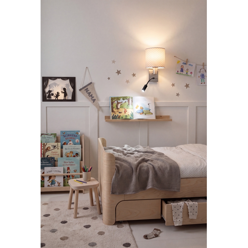 Brilagi - LED flexibele wandlamp BOBO 1xE27/25W/230V + LED/3W mat chroom/beige/stippen