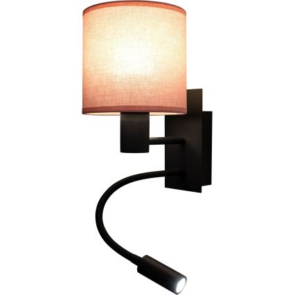 Brilagi - LED flexibele wandlamp BOBO 1xE27/25W/230V + LED/3W zwart/roze