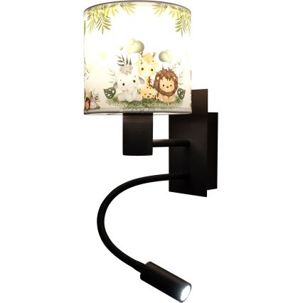 Brilagi - flexibele LED-kinderwandlamp BOBO 1xE27/25W/230V + LED/3W zwart/wit/groen/jungle