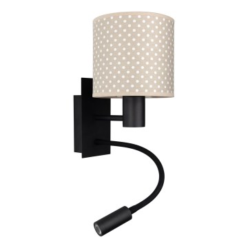 Brilagi - LED flexibele wandlamp BOBO 1xE27/25W/230V + LED/3W zwart/beige/gestippeld