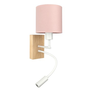 Brilagi - LED flexibele wandlamp BOBO WOOD 1xE27/25W/230V + LED/3W eiken/wit/roze