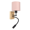 Brilagi - LED flexibele wandlamp BOBO WOOD 1xE27/25W/230V + LED/3W eiken/zwart/roze