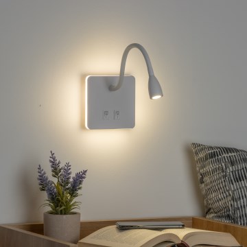 Brilagi - LED Flexibele wandlamp MAYA Double LED/4W/230V + LED/3W wit