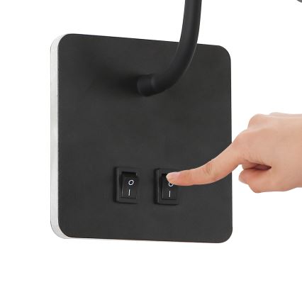 Brilagi - LED Flexibele wandlamp MAYA Double LED/4W/230V + LED/3W zwart
