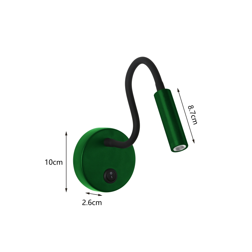Brilagi - LED Flexibele wandlamp MAYA LED/3W/230V 4000K groen