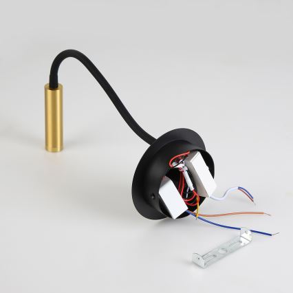 Brilagi - LED Flexibele wandlamp met USB-poort MAYA LED/3W/230V 4000K zwart/goud