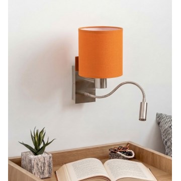 Brilagi - LED flexibele wandlamp NUBILA 1x E27/25W/230V + LED/3W mat chroom/oranje