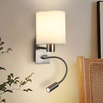 Brilagi - LED Flexibele wandlamp NUBILA 1xE27/25W/230V + LED/3W mat chroom/crème