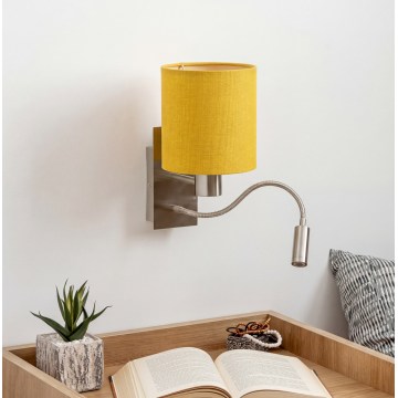 Brilagi - LED flexibele wandlamp NUBILA 1xE27/25W/230V + LED/3W mat chroom/geel