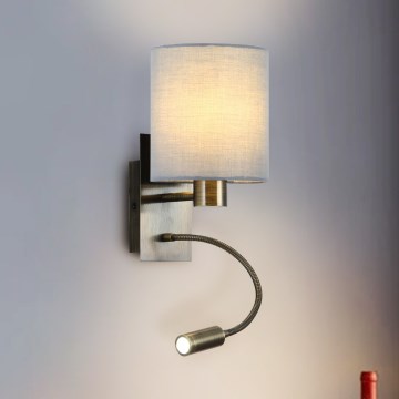 Brilagi - LED Flexibele wandlamp NUBILA 1xE27/25W/230V + LED/3W messing/crème