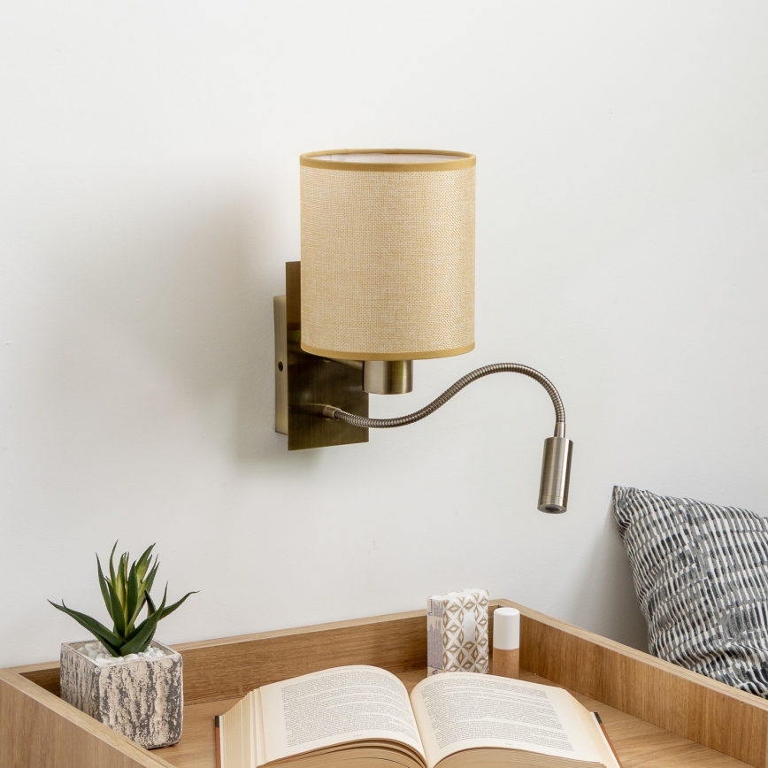 Brilagi - LED Flexibele wandlamp NUBILA 1xE27/25W/230V + LED/3W messing/lichtbruin