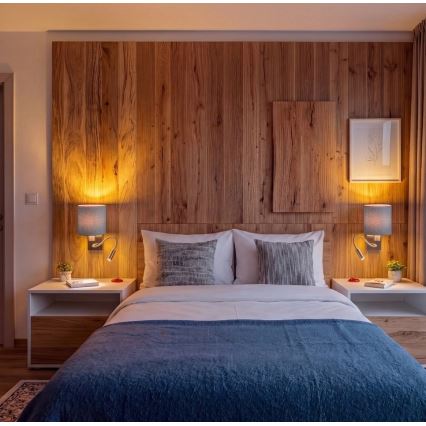 Brilagi - Flexibele LED-wandlamp NUBILA 1xE27/25W/230V + LED/3W messing/lichtgrijs